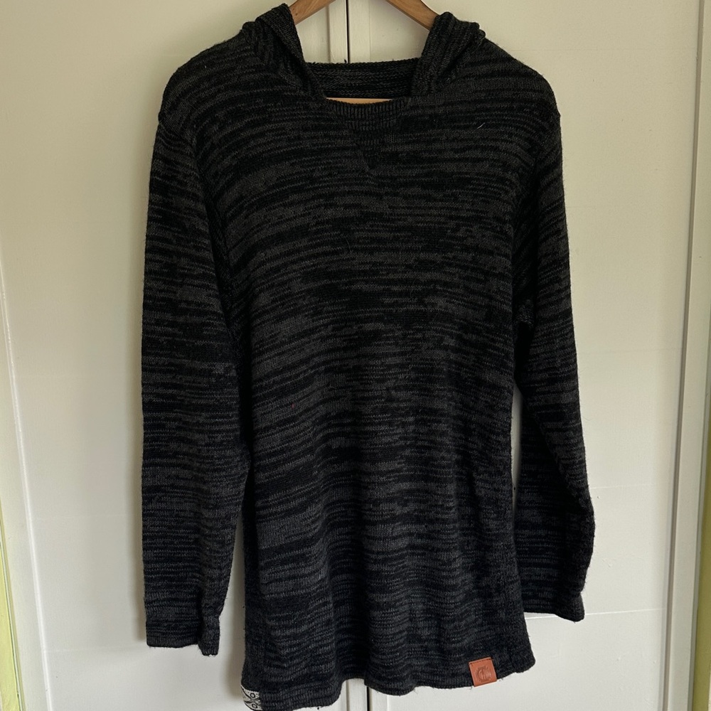 Black and Gray Handmade Knit  Alpaca Sweater